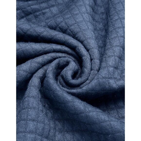 Men's Grey Blue Hoodie Pullover Casual Long Sleeve Drawstring Waffle Sweatshirt - Picture 5 of 5